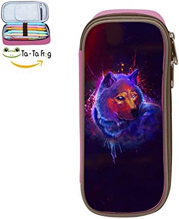 Custom Monster Wolf Pencil Case - Big Capacity Double Zipper Multifunctional Pink Stationery Bag For Girls Boys