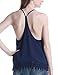 Letitia Women's Fashion Lace Hem Tanks and Cami (M,Navy)