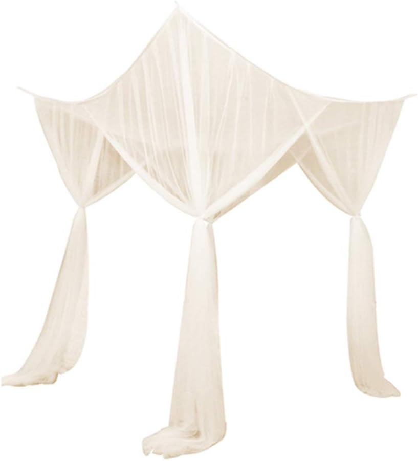 Mosquito Net, 4 Corner Post Bed Canopy Quick Easy Installation for Single to King Size Beds Hammocks Cribs (Beige): Home & Kitchen