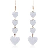 RLHRNDE Valentines Day Earrings for Women Charms Red Heart Dangle Earrings Four Heart Shaped Pendant Earrings Fashion Wedding Jewelry Mothers Day Gift