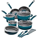 Rachael Ray 15-Piece Hard Enamel Nonstick Cookware Set (Marine Blue)