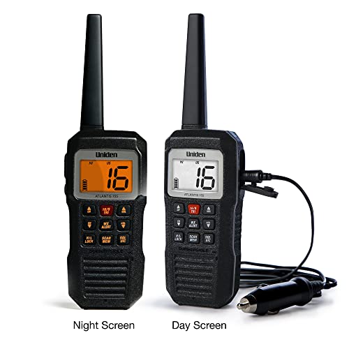Uniden Atlantis 155 Handheld TwoWay VHF Marine Radio, Floating IPX8 Submersible Waterproof