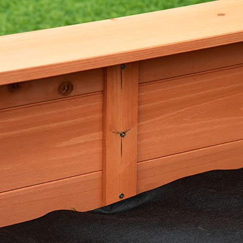 Outsunny Kids Sandbox with Cover, Octagon Wooden Sand Box with Seat, Outdoor Children Sand Pit for Backyard, Garden, Beach, 55" x 55" x 8.5", for Ages 3-8