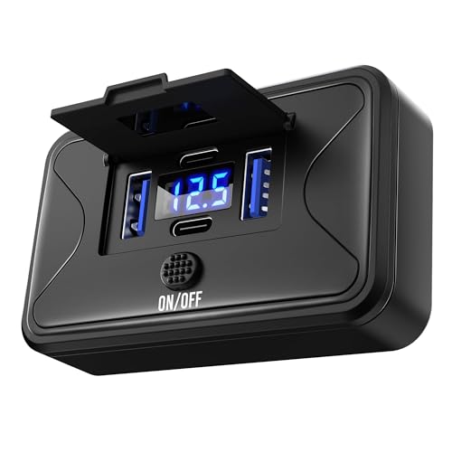 MNJ Motor 78W 4 Port 12V USB Outlet Wall Mount, Charger Socket Panel Surface Mount with LED Voltage Display ON/Off Switch, Dual 36W & 30W PD & Dual 18W QC3.0 for Bus RV Truck Marine Golf Cart at Amazon