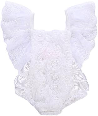 Carolui Newborn Kids Baby Girls Romper Lace Sleeveless Ruffles Bowknot Jumpsuit Bodysuit