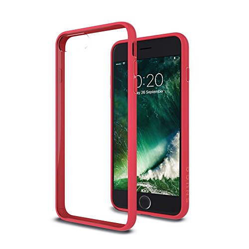 iPhone 7+ Plus Case, Snugg Apple iPhone 7+ Plus Bumper Cover [Clear Back] TPU Shell Skin Ultra-Slim Design - Red, Vision Range