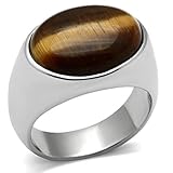 Men's 316L Stainless Steel Brown Oval Cabochon Ring