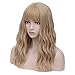 Women's Light Blonde Wavy Wigs with Bangs Middle Length Premium Heat Resistant Synthetic Cosplay Wig for Girl Daily Use or Costume