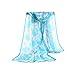 E-Clover Lightweight Chiffon Sheer Scarves: Women's Pretty Rose Print Scarf (Blue02)