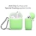 GMYLE Airpods Case, Silicone Protective Shockproof Wireless Charging Airpods Earbuds Case Cover with Keychain kit Set Compatible for Apple AirPods 2 & 1 - Night Glow Neon Green [Front LED Visible]