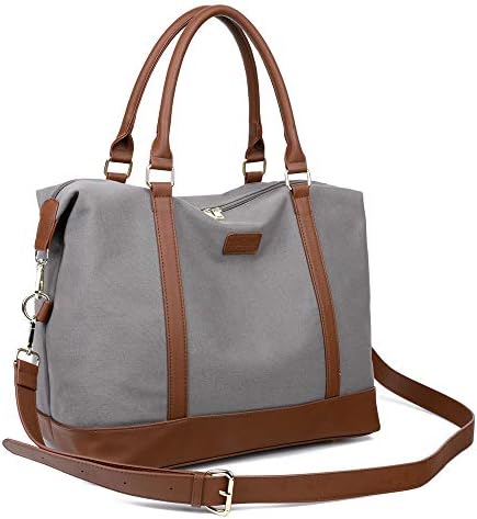 Travel Tote Bag Carry On Shoulder Bag Overnight Duffel in Trolley Handle (Grey)