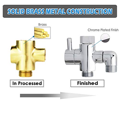 Shower Arm Diverter Valve Brass G1/2 3 Way Universal Bathroom Shower System Component Replacement for Handheld Shower Head and Fixed Spray Head, Polished Chrome