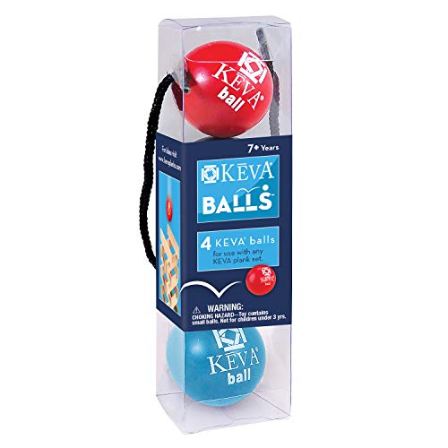 MindWare KEVA Contraptions 4-Pack Lightweight Balls Refill – Replacement Balls for KEVA Plank Building Sets