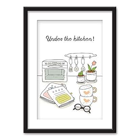 Framed Wall Art - Kitchen Wares - Kitchen Wall Decoration | Black Picture Frames White Matting - 23x31 inches
