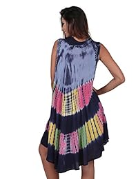 M&B USA - Vestido casual para mujer, teñido de corbata, bordado, para verano, playa