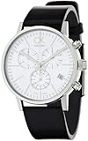 Calvin Klein Men’s Post Minimal K7627120 Black Calf Skin Quartz Watch with Silver Dial, Watch Central