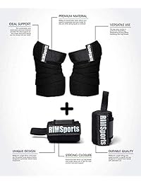 RIMSports - Muñequera para levantamiento de pesas, ideal para levantamiento de pesas, para levantamiento de pesas, de 80 pulgadas y muñequeras de 18 pulgadas (par)