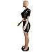 Metup Women 2 Piece Outfits Short Sleeve Crop Top Side Lace up Mini Skirt Club Dress