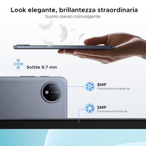 Luzglo P10 Android 16 Tablet 10 Inches, 48GB RAM+128GB ROM/2TB TF, Gemini AI, 90Hz, 7000mAh, WiFi 5, Face ID, OTG, Jack 3.5 mm, Widevine L1, Tablet with Keyboard and Pen, Grey
