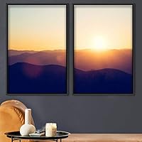 2 Piece Framed Canvas Wall Art Sunset in The Mountains Canvas Prints Home Artwork Decoration for Living Room,Bedroom - 16
