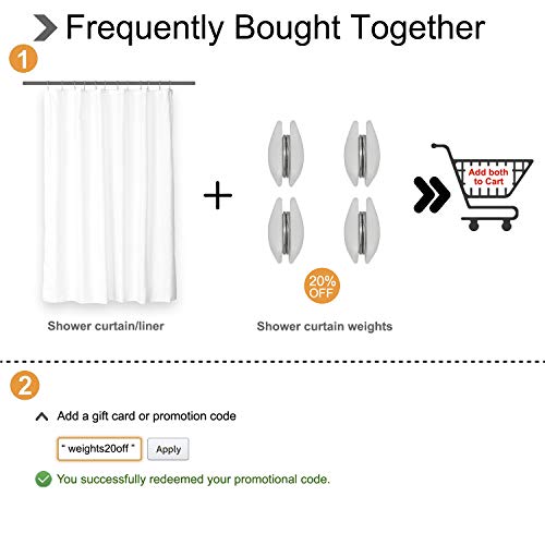 Waterproof Fabric Shower Curtain or Liner Standard Size, Satin Damask