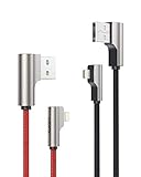 AUKEY Right Angle Lightning Cable (3.3ft - 2 Pack) Nylon Braided [ Apple MFi Certified ] Ideal for Playing Games iPhone Charging Cable Compatible with iPhone X / 8/6, iPad and Other Apple Devices
