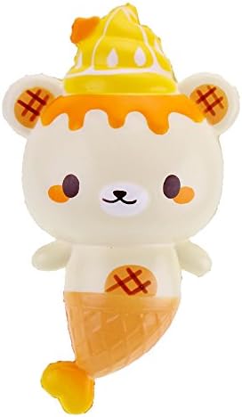 Yummibear Squishy Mermaid Bear Toys, Slow Rising Stress Relief Cream Scented Squishies Funny Time Killer Squeeze Kids Toys Super Soft Kawaii Charm Decorations for Keychain Phone Backpack.