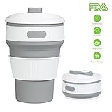 ROCONTRIP Silicone Collapsible Cup Convenient Travel Coffee Mug Lightweight Food Grade Silicone & PP BPA Free for Camping Hiking Outdoor Commuters (Grey)