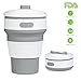 ROCONTRIP Silicone Collapsible Cup Convenient Travel Coffee Mug Lightweight Food Grade Silicone & PP BPA Free for Camping Hiking Outdoor Commuters (Grey)