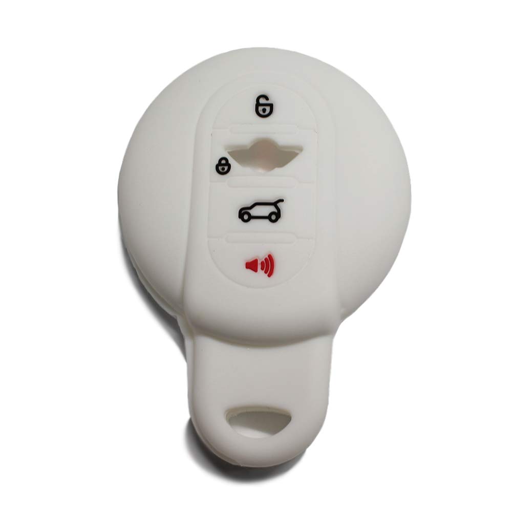 4 Button Remote Control Silicone Shell for Cooper One Cooper S Cooper D Cooper SD Clubman John Cooper Works Countryman Cabrio (White)