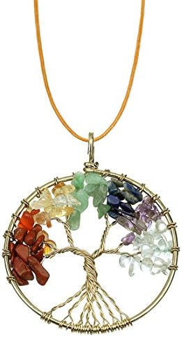Ckysee Jewelry Tree of life pendant Amethyst Rose Crystal Necklace Chakra Gemstone gifts for women
