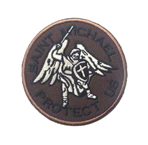 Saint Michael Protect US 3" Embroidered Patch Tactical Military Morale Series Iron-on or Sew-on Emblem Badge DIY Appliques Application Patches Cloth Fabric Badges Cap Bag Jackets