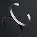 WUSUANED Hair Tie Bracelet Stainless Steel Grooved Cuff Bangle Gift for her (Silver)