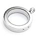 PiercingJ Round Heart Stainless Steel Locket Floating Charm Pendant Necklace - 21.5