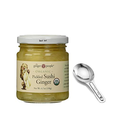 The Ginger People Organic Pickled Sushi Ginger, 6.70 oz with free Spoon