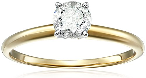 14k Round Solitaire Yellow Gold Engagement Ring (1/2carat, H-I Color, I3 Clarity), Size 8