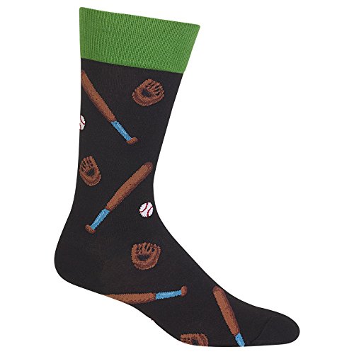 Hot Sox Men's Conversational Slack Crew Socks, Baseball (Black), Shoe: 6-12