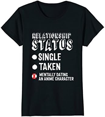 Womens Relationship Status Mentally Dating Anime Character T-Shirt Large Black