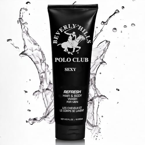 Beverly Hills Polo Club Men's Hair & Body Wash, 'Sexy' Scent, 8.5 oz - 2-in-1 Luxury Cleanser for Lasting Freshness & Confidence, Premium Designer Fragrance