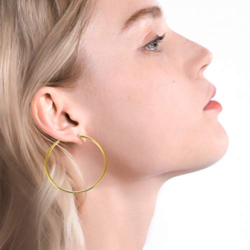 Suplight 925 Sterling Silver Small Large Thin Endless Hoop Earrings 15-70mm