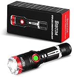BIBTIM USB Rechargeable Tactical Flashlight, Pro Stepless Dimming Flashlight with 18650 Battery, Zoomable, IPX6 Waterproof, 900 Lumens CREE LED, A Great Handheld Flashlight for Camping, Hiking