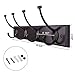SONGMICS Wooden Wall Mounted Coat Rack 16 Inch Rail with 4 Metal Hooks for Entryway Bathroom Closet Room Dark Brown