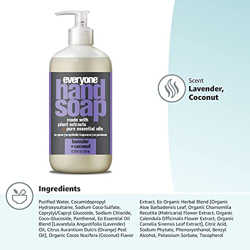 EVERYONE LIQUID HAND SOAP, 12.75 OUNCE (PACK OF 1), LAVENDER AND COCONUT, MADE WITH ESSENTIAL OILS FOR KITCHEN AND BATHROOM
