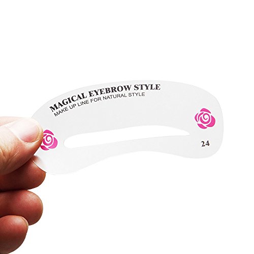 24 Styles Eyebrow Template Eyebrow Shaping Stencils Grooming Kit Makeup Shaper Set Template Tool Eyebrow Makeup Grooming Templates DIY Beauty Accessories Professional Beauty Tool (White)