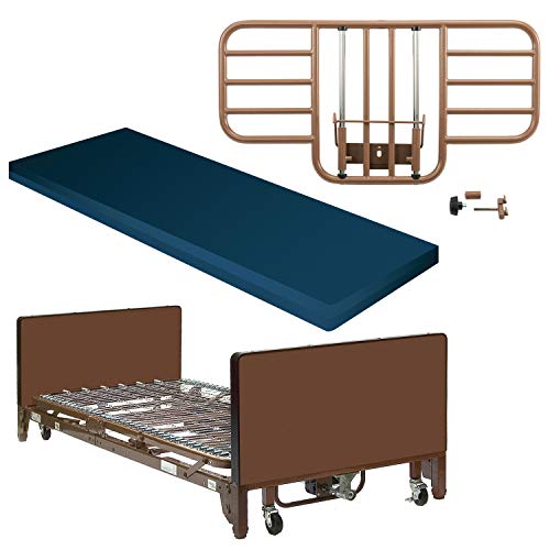 ProBasics Full Electric Homecare Bed with Built-in Low Bed Option Full Set (with Half Rails and Foam Mattress)