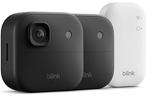 Blink Outdoor 2K+ (newest model) — Wireless smart security camera, 2K video resolution, enhanced audio, two-year battery. Sync Module Core included — 2 camera system (Black)