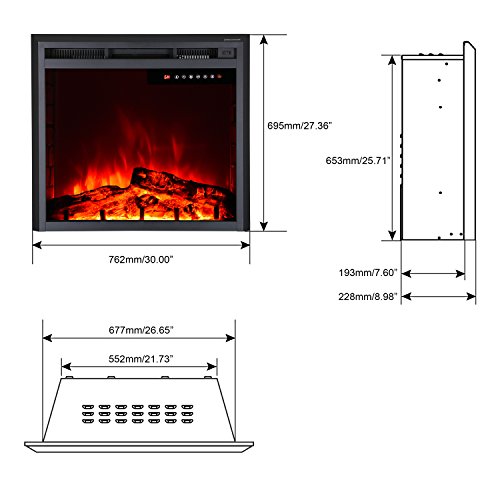 image for 30'' Electric Fireplace Insert,Freestanding & Recessed Electric Stove 