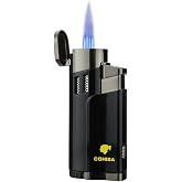 Cigar Butane Torches Lighter with Punch Refillbale Metal Windproof | Solid Built Quality Lighters Easy to Fill Sturdy Lighter Refillable Well-built Flame Consistency Torch lighter Gift for Men