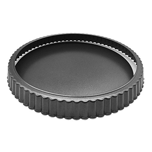HOMOW Nonstick Heavy Duty Tart Pan With Removable Bottom, Removable Loose Bottom Quiche Pans, Pie Pan (12"x1")