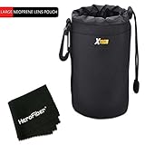 Xtech Large Soft Neoprene Lens Pouch for Canon, Nikon, Fuji, Leica, Sony, Panasonic, Pentax, Sigma, Tamron, Vivitar, Konica & Minolta Lenses